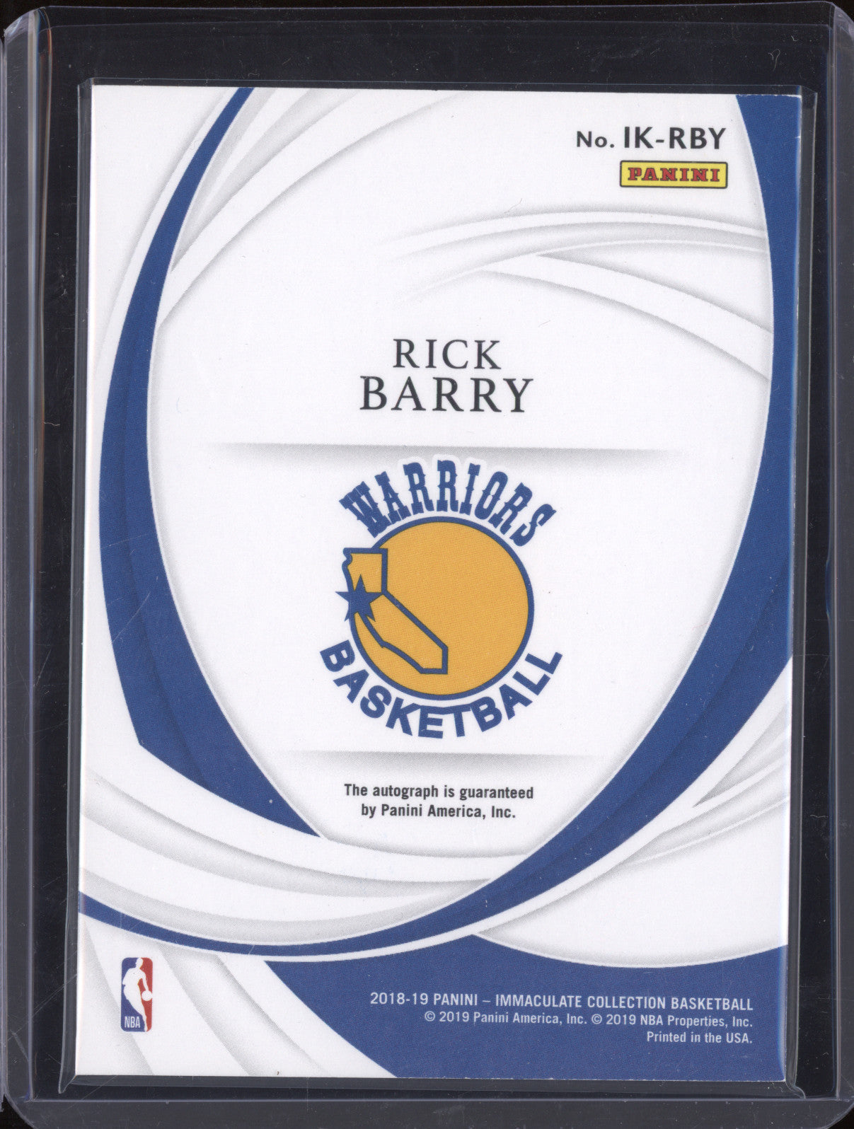 2018-19 Panini Immaculate Rick Barry IK-RBY Ink Auto 31/99