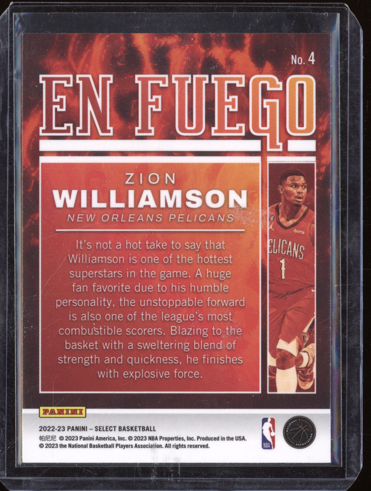 Zion Williamson 2022-23 Panini Select 4 En Fuego