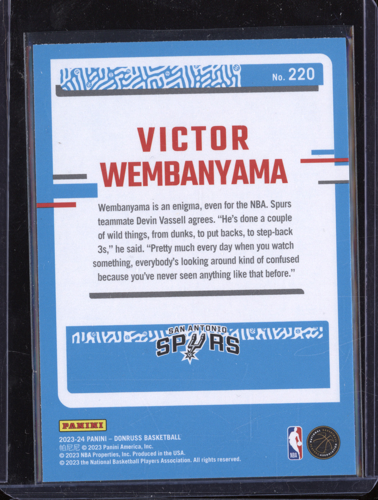 Victor Wembanyama 2023-24 Panini Donruss 220 RC