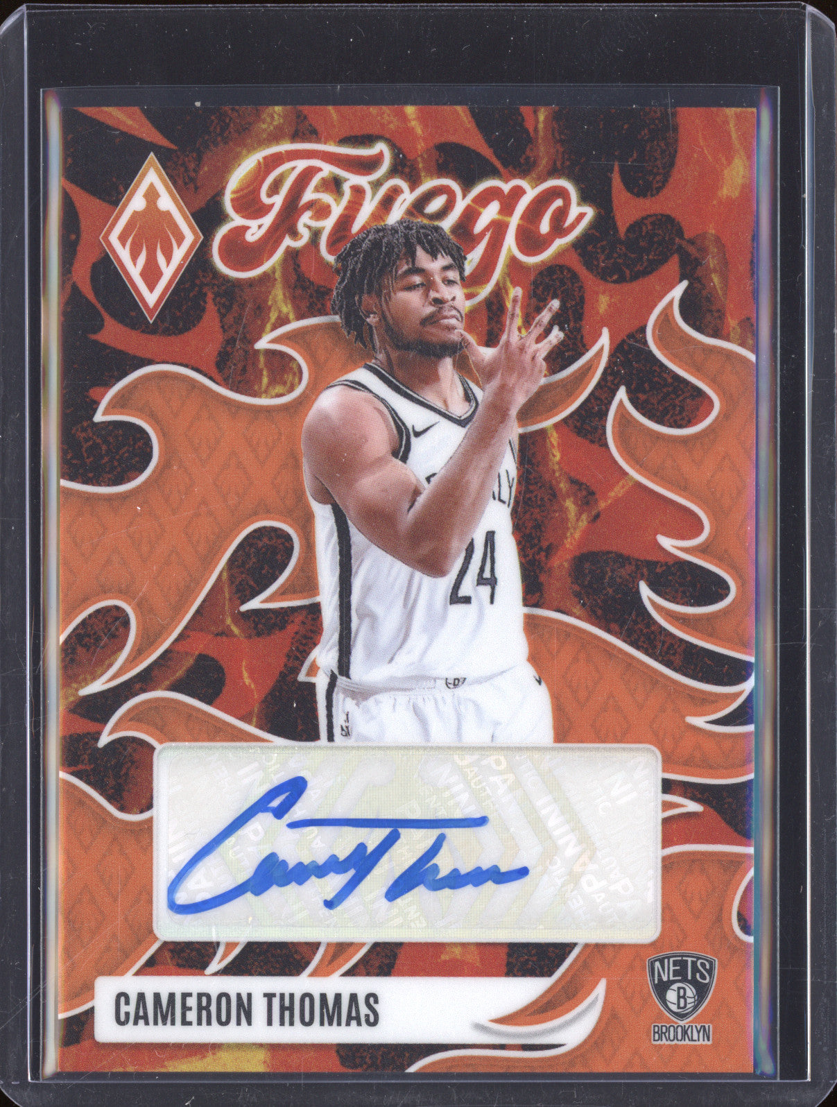 2023-24 Panini Phoenix FA-CAM Cameron Thomas Fuego Orange Auto 18/49