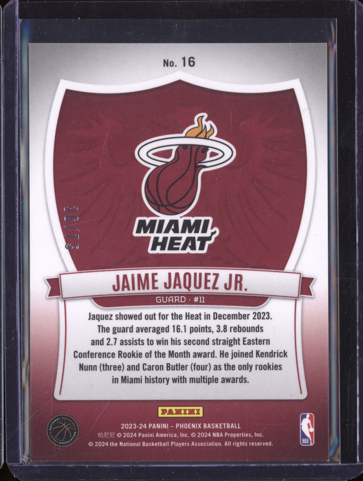 Jaime Jaquez Jr 2023-24 Panini Phoenix 16 Crusade Red Choice RC 36/75