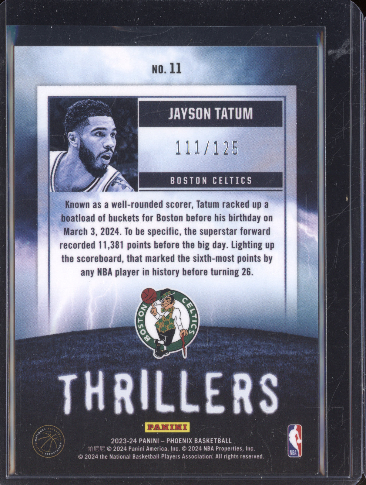 Jayson Tatum 2023-24 Panini Phoenix 11 Thrillers Red 111/125