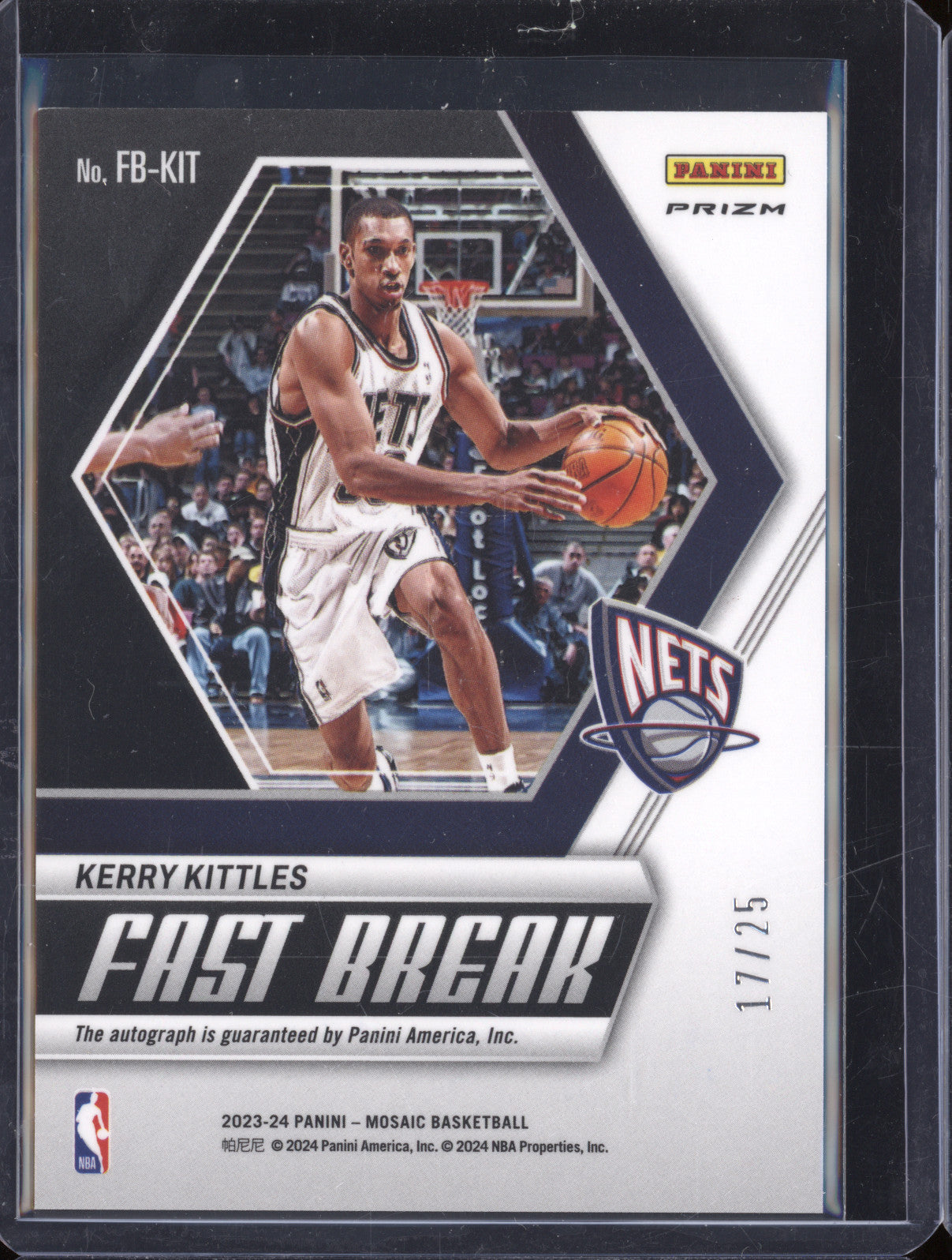 Kerry Kittles 2023-24 Panini Mosaic FB-KIT Fast Break Auto Blue 17/25