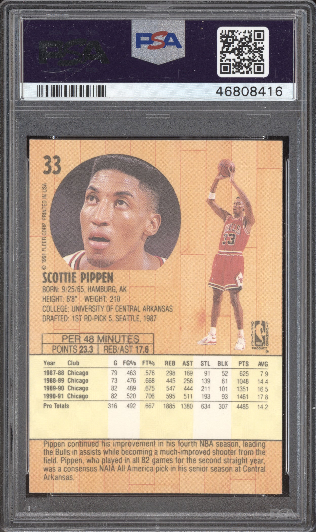 Scottie Pippen 1990-91 Fleer 33 PSA 9