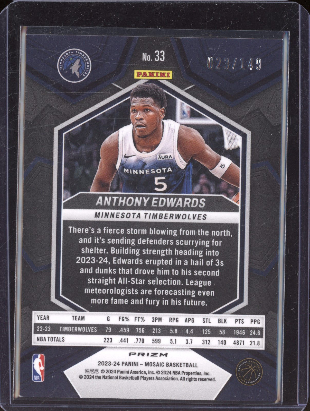Anthony Edwards 2023-24 Panini Mosaic 33 Pink 23/149