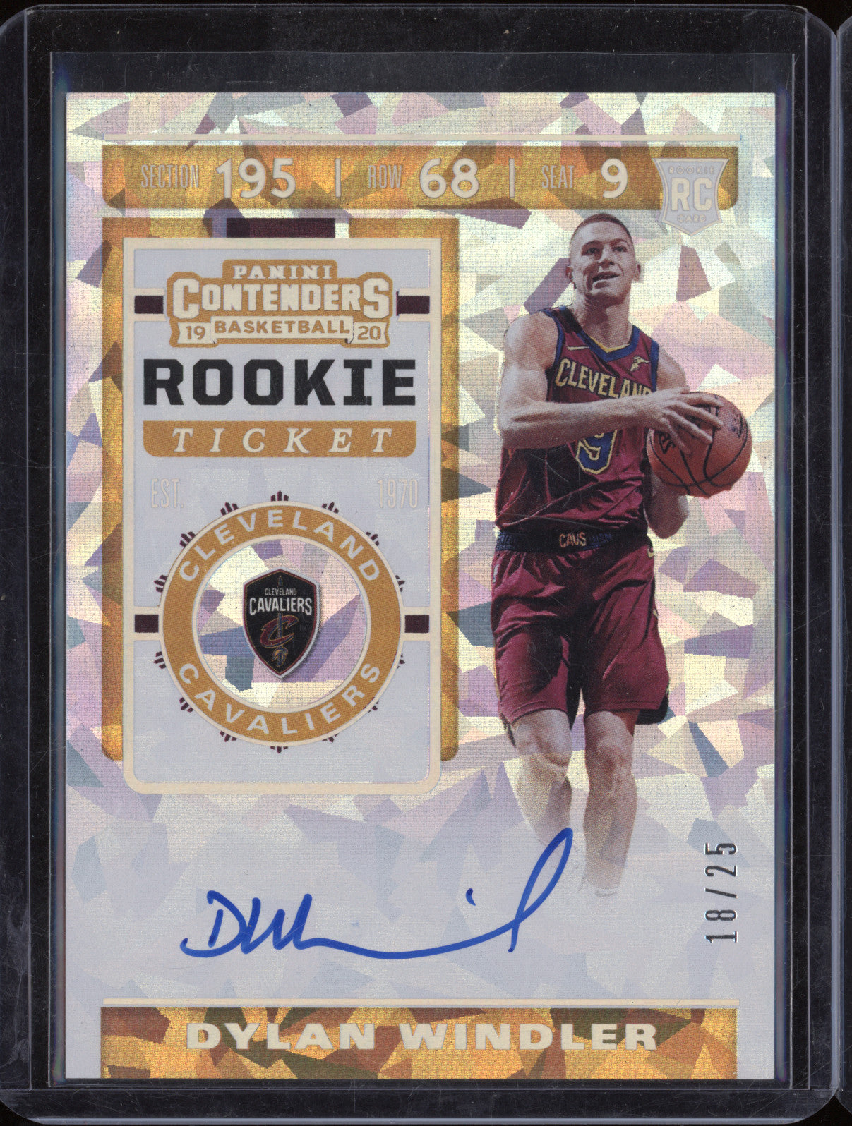 Dylan Windler 2019-20 Panini Contenders 129 Rookie Ticket Auto Cracked Ice /25