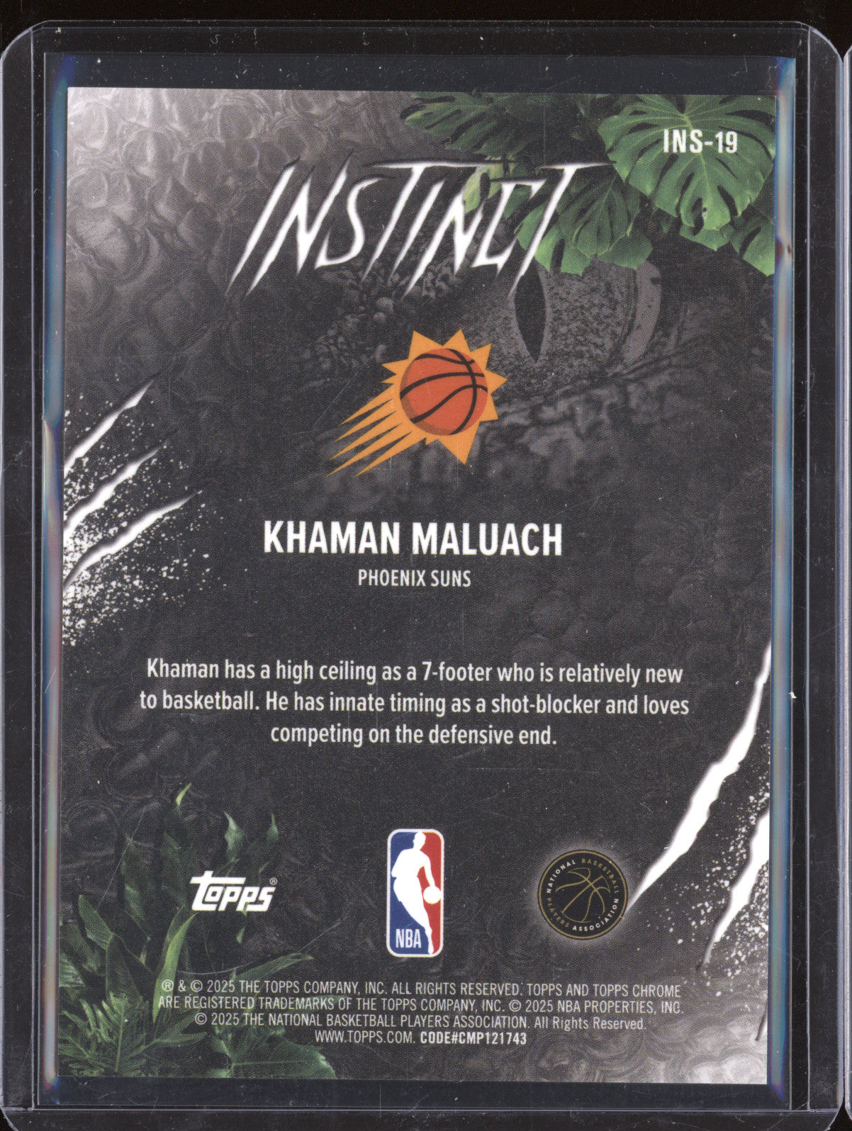 Khaman Maluach 2025-26 Topps Chrome Instinct INS-19 Aqua Refractors RC /75