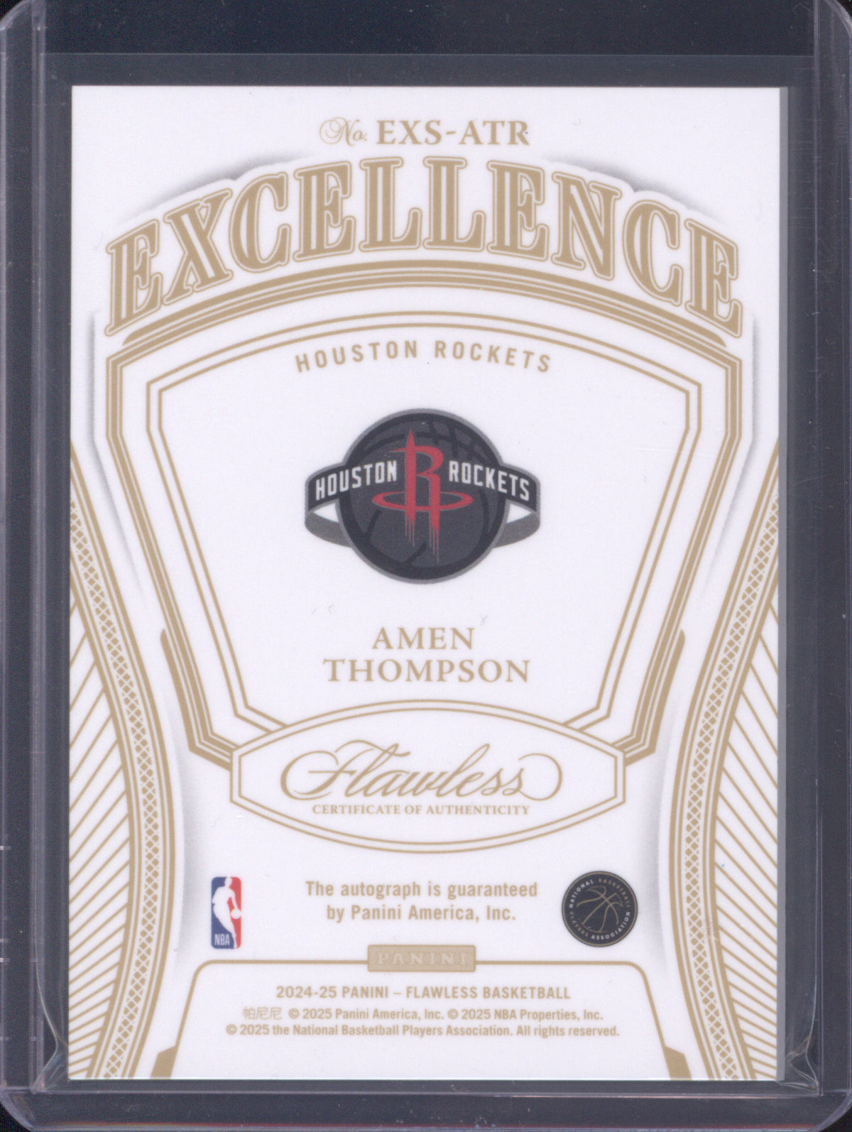 Amen Thompson 2024-25 Panini Flawless Excellence Auto EXS-ATR Gold /10