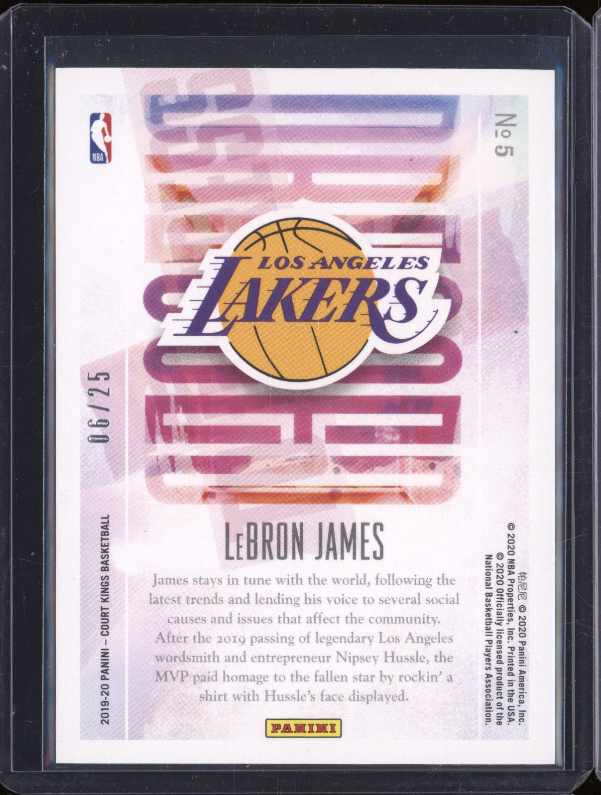 2019-20 Panini Court Kings 5 LeBron James Dressed to Impress Jade 06/25