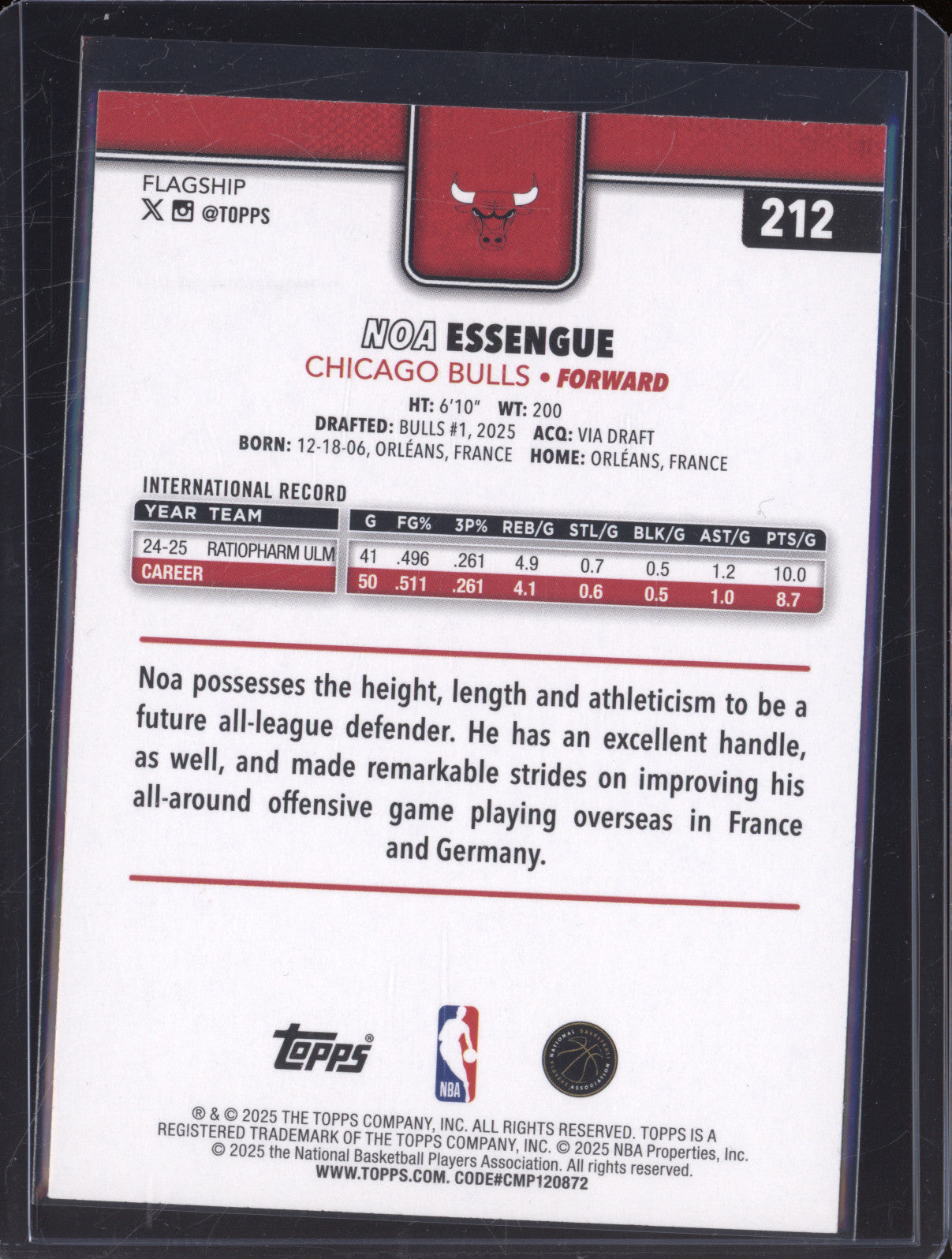 2025 NBA Basketball Topps 212 Noa Essengue Sandglitter Rookie RC