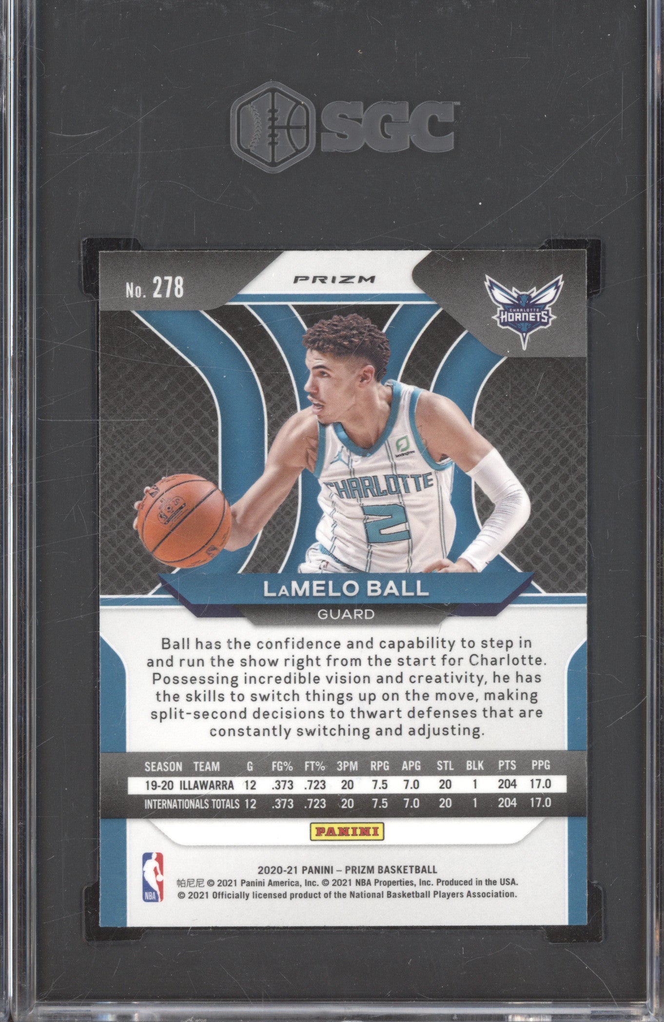 LaMelo Ball 2020-21 Panini Prizm 278 Orange Ice RC SGC 9