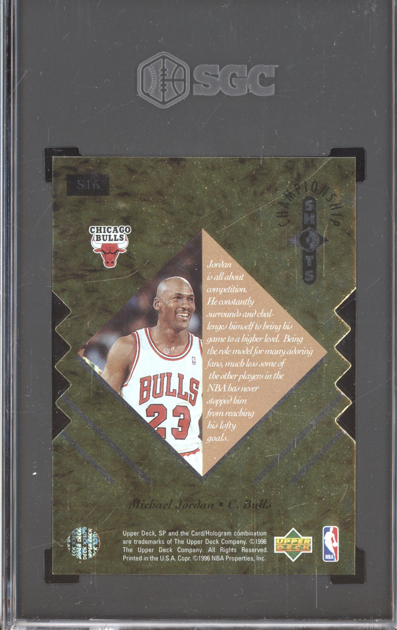 Michael Jordan 1995-96 Upper Deck SP Championship S16 Championship Shots SGC 9.5