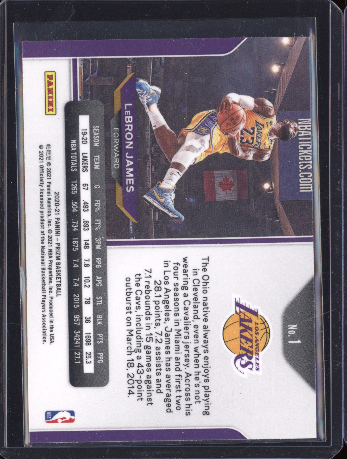 2020-21 Panini Prizm 1 LeBron James Tribute Base