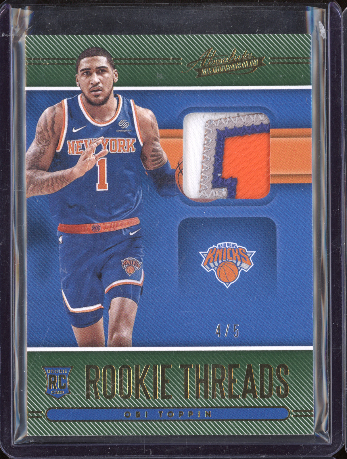 Obi Toppin 2020-21 Panini Absolute Memorabilia RT-OTO Rookie Threads Green RC /5