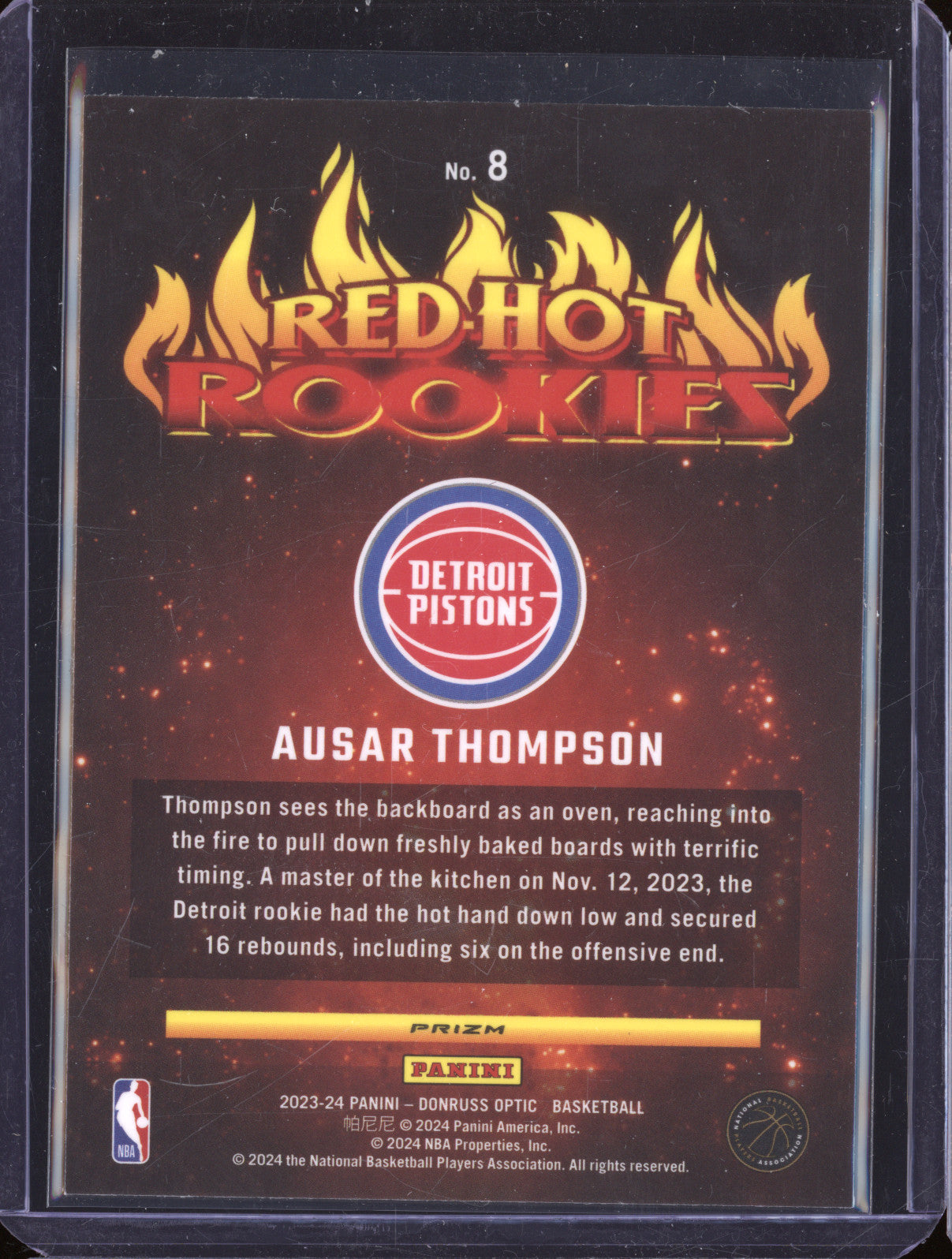 2023-24 Panini Donruss Optic 8 Ausar Thompson Red Hot Rookies Holo RC
