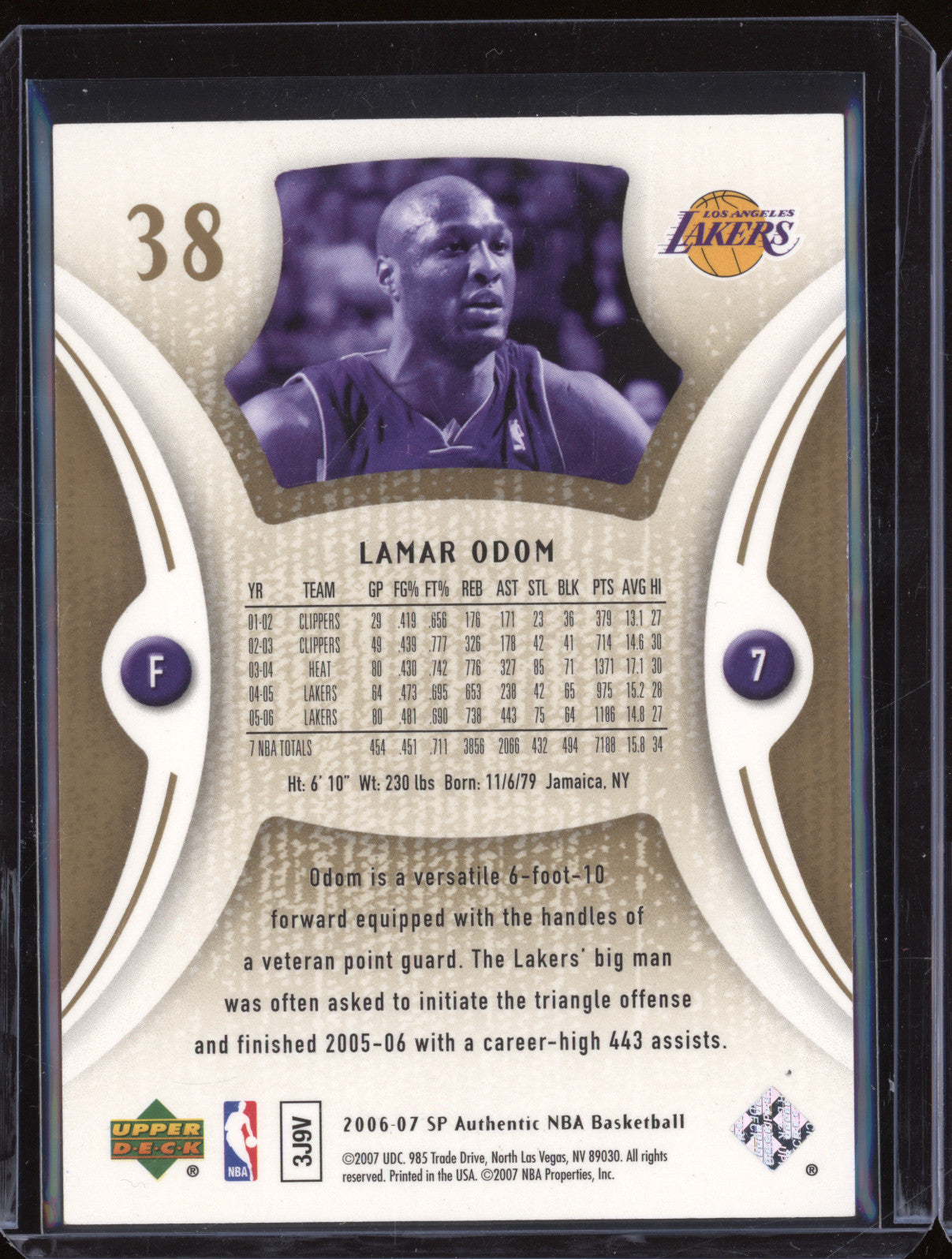 Lamar Odom 2006-07 Upper Deck SP Authentic 38 Gold /25