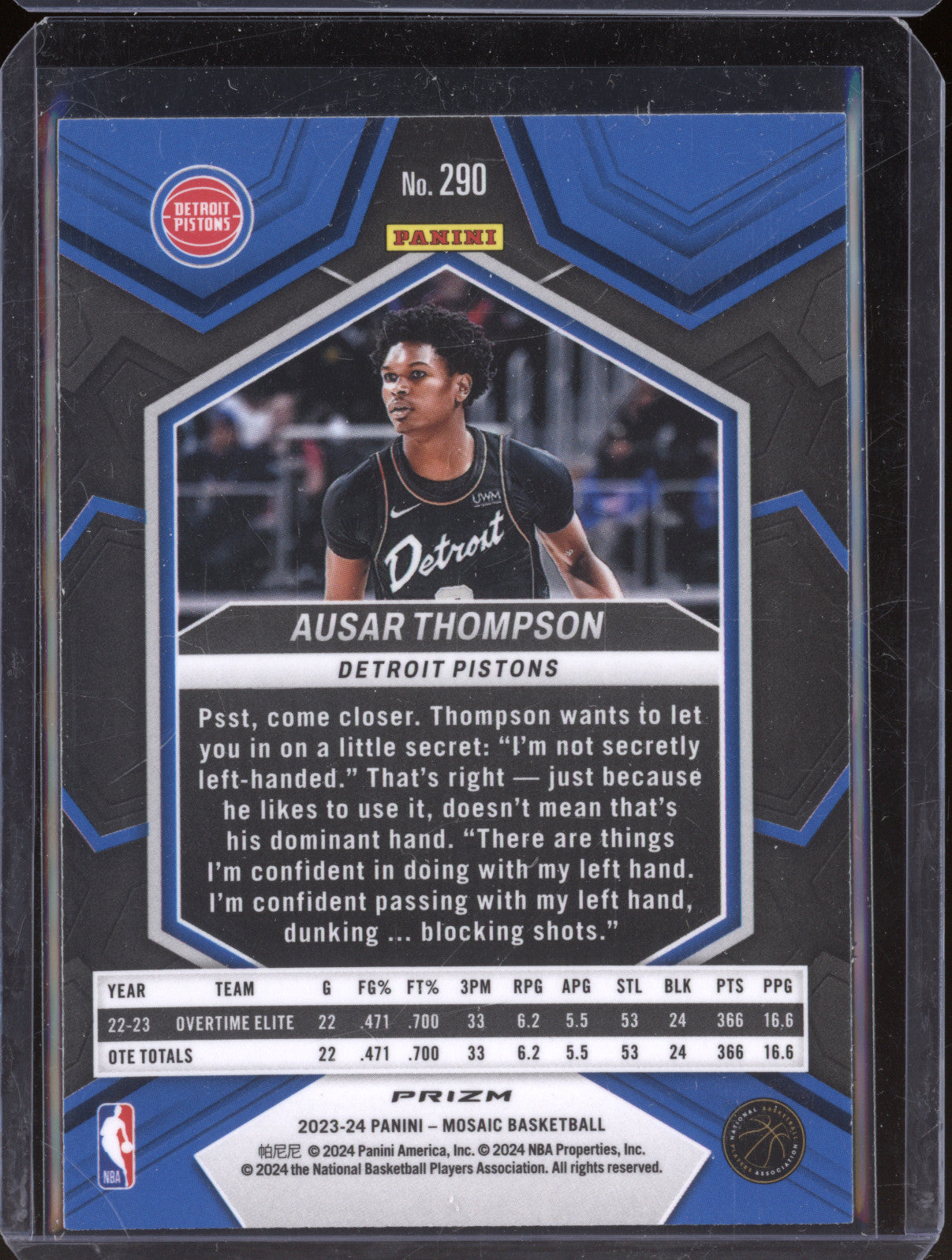 2023-24 Panini Mosaic 290 Ausar Thompson City Edition Silver RC