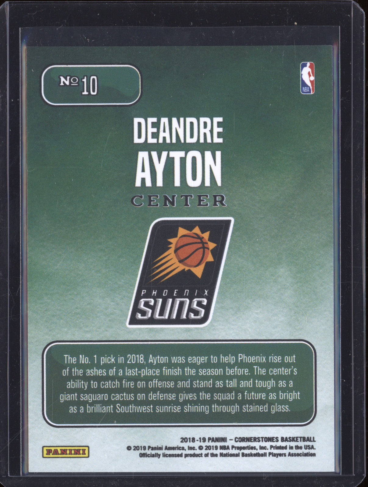 Deandre Ayton Panini Cornerstones 10 Downtown RC