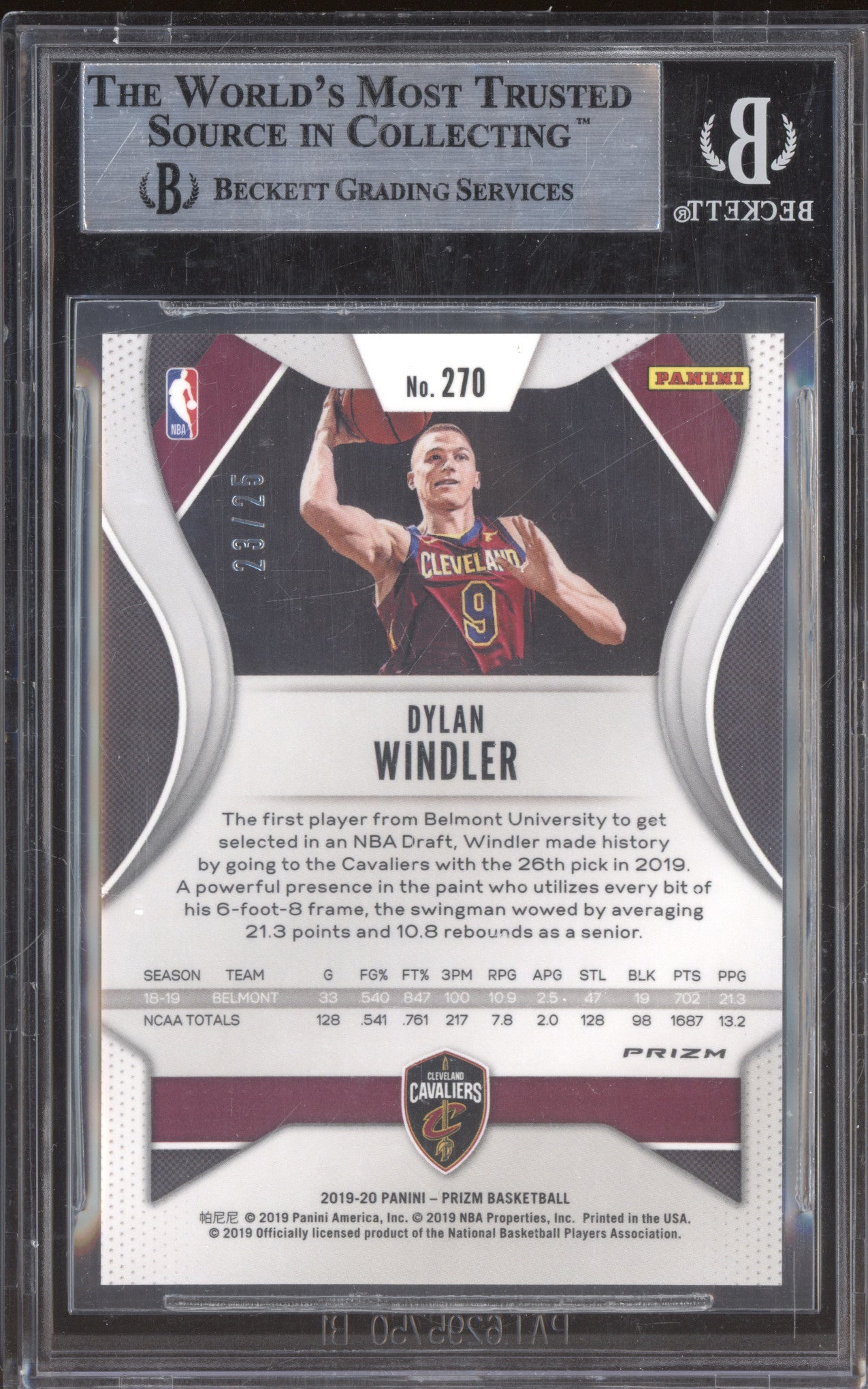Dylan Windler 2019-20 Panini Prizm 270 Mojo RC 23/25 BGS 9