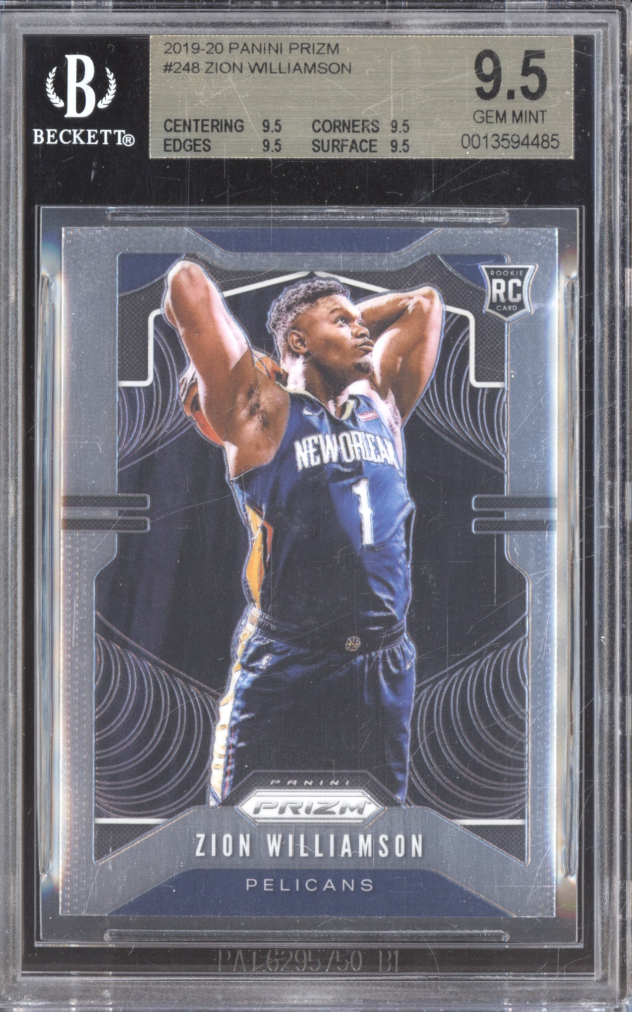 Zion Williamson 2019-20 Panini Prizm 248 RC BGS 9.5