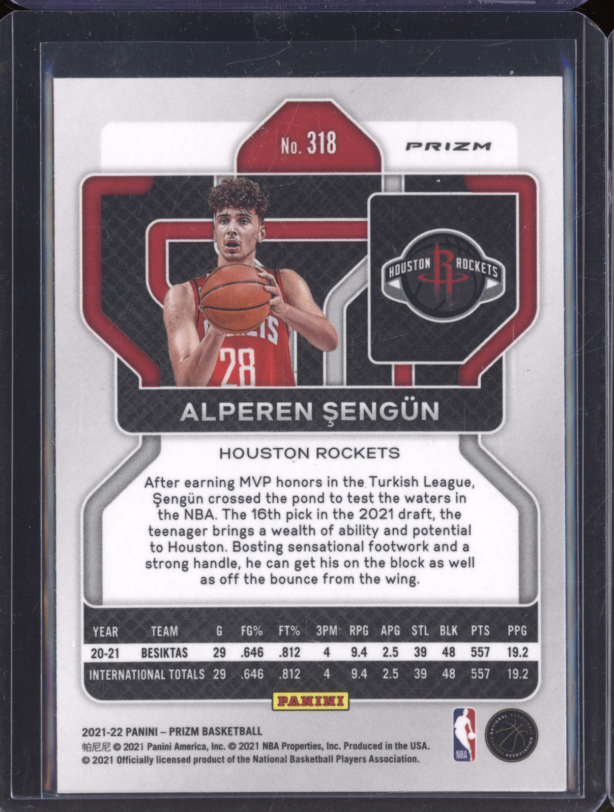 2021-22 Panini Prizm 318 Alperen Sengun Silver Prizm RC