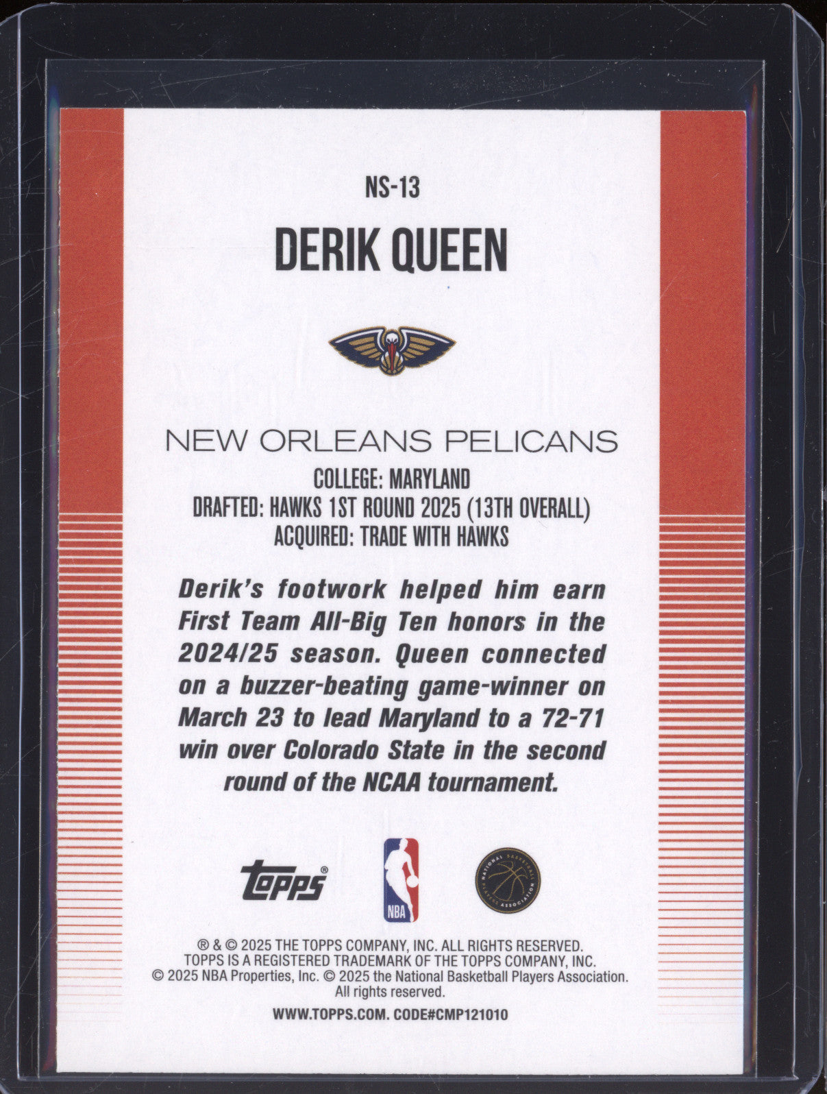 2025 NBA Basketball Topps NS-13 Derik Queen New School Holo Rookie RC