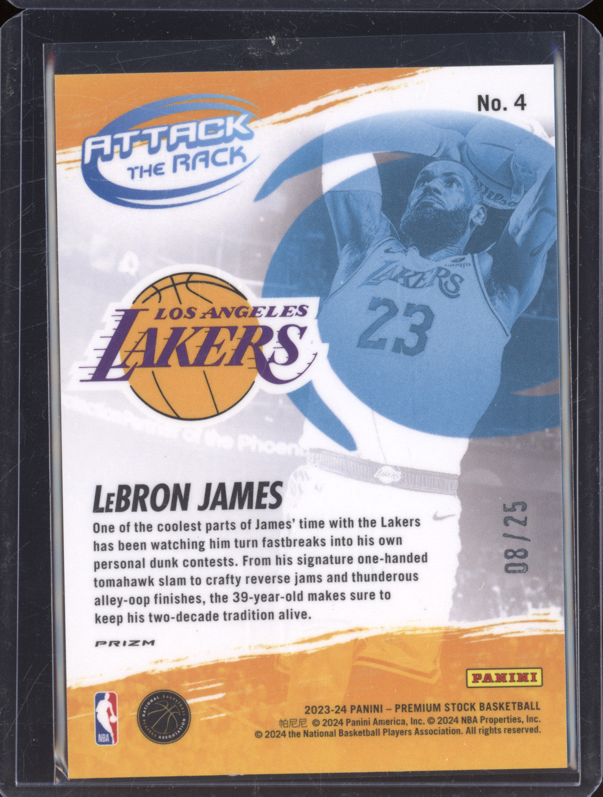 2023-24 Panini Hoops Premium 4 LeBron James Premium Blue Prizm /25