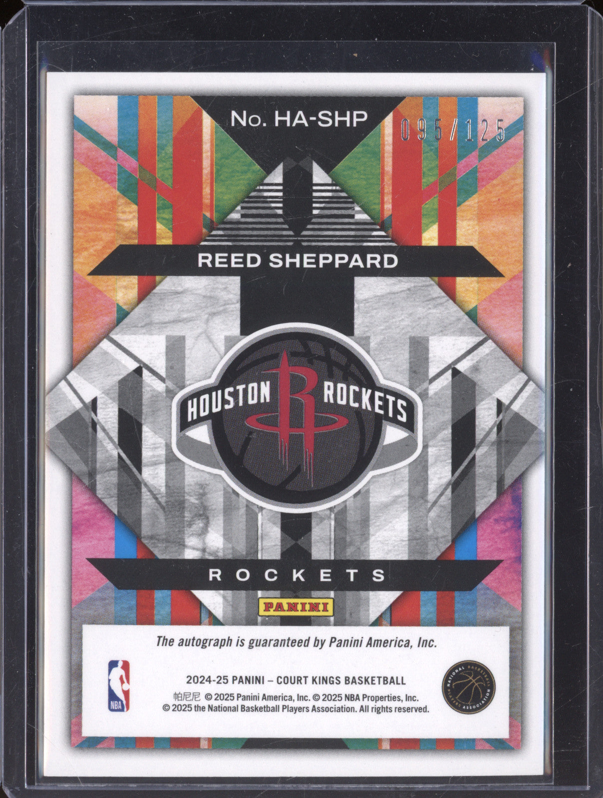 Reed Sheppard 2024-25 Panini Court Kings HA-SHP Heir Apparent Auto RC /125