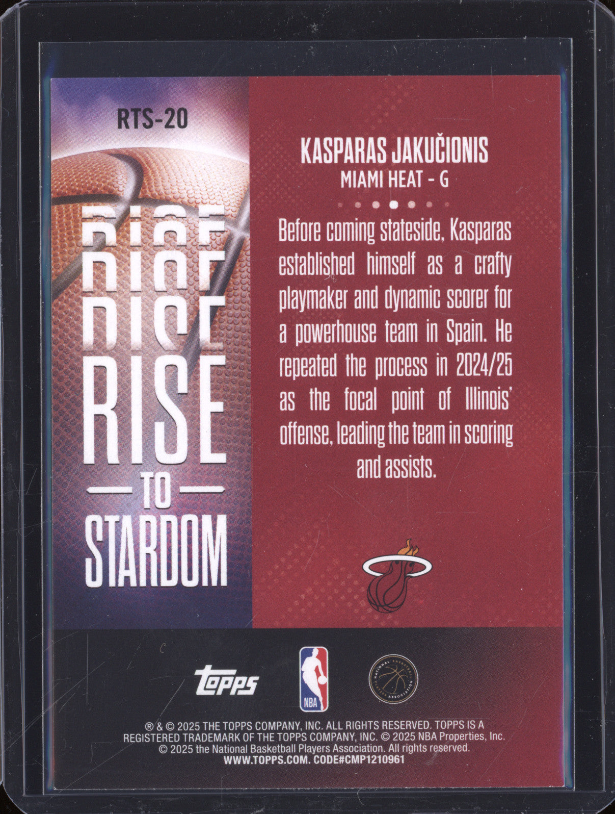 2025 NBA Basketball Topps RTS-20 Kasparas Jakucionis Rise to Stardom Rainbow RC
