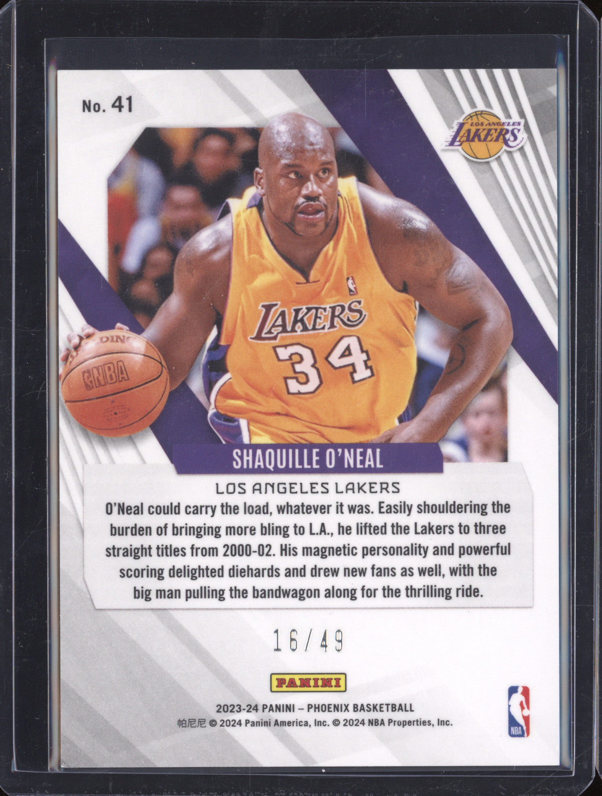 2023-24 Panini Phoenix 41 Shaquille O'Neal Yellow 16/49