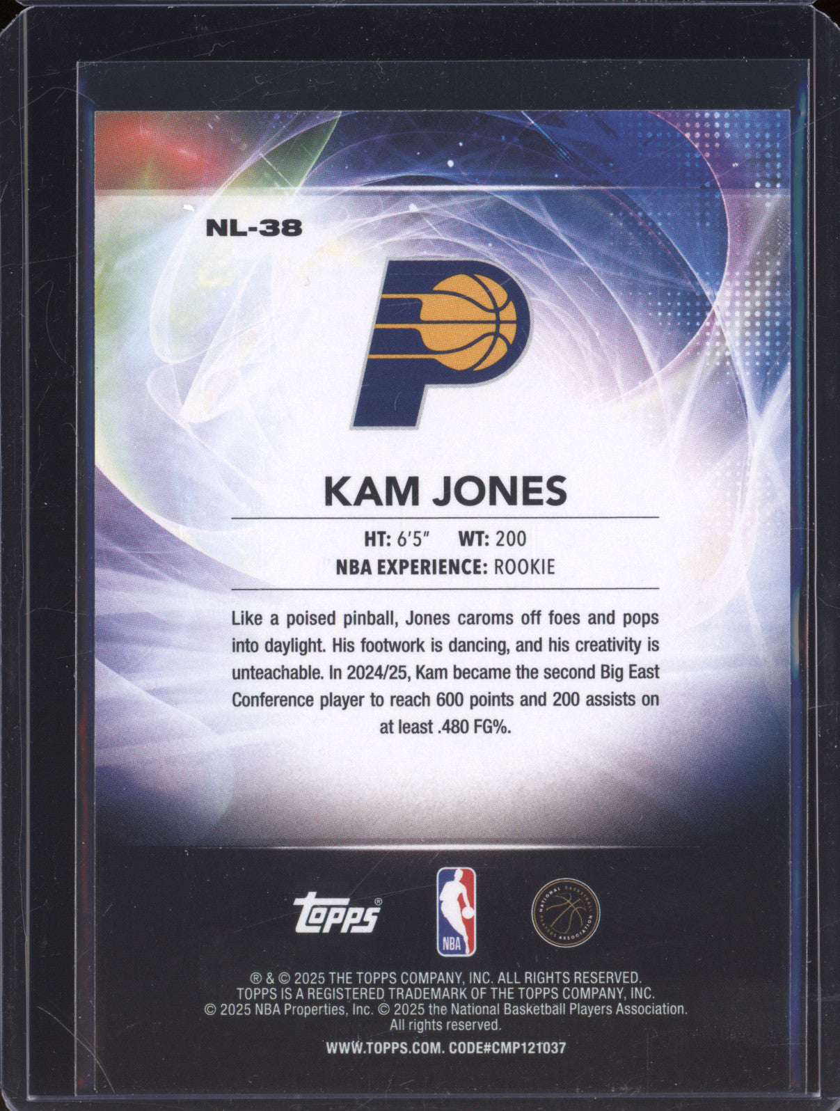 2025 NBA Basketball Topps NL-38 Kam Jones No Limit Rainbow Foilboard Rookie RC