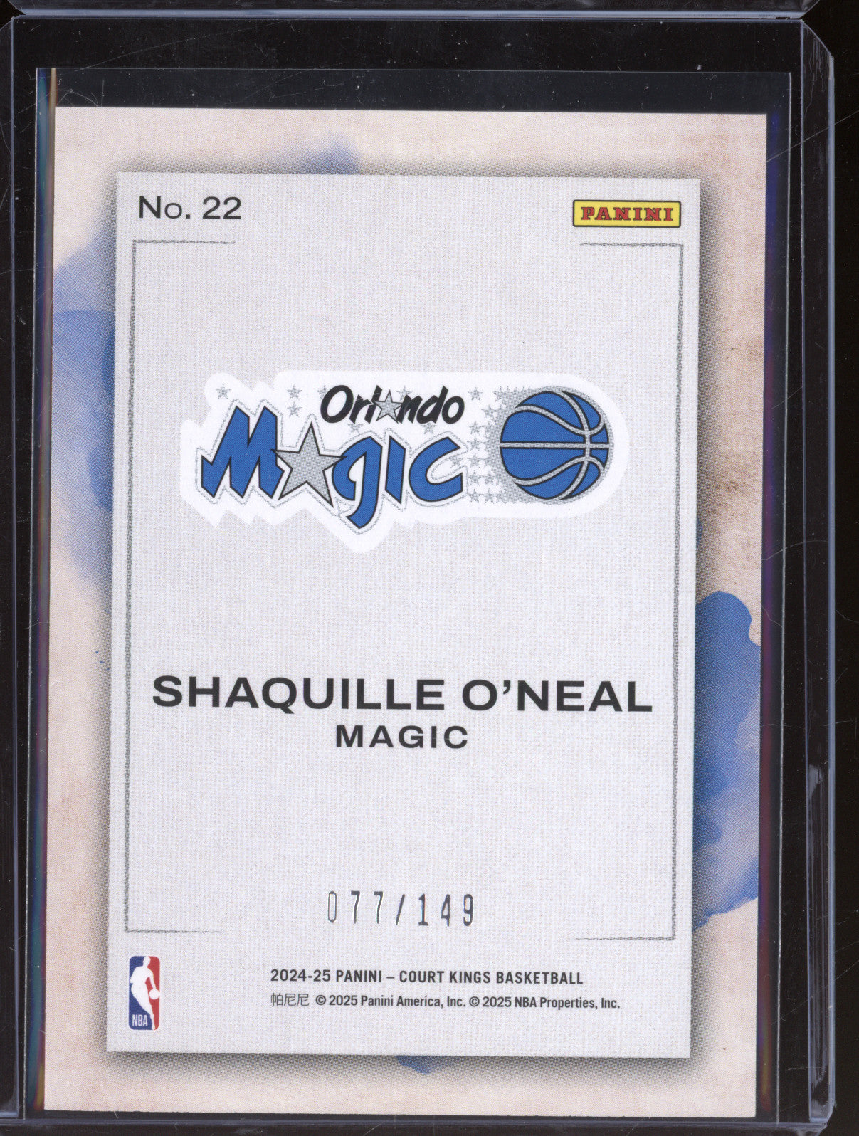 Shaquille O'Neal 2024-25 Panini Court Kings 22 Water Color Ruby /149