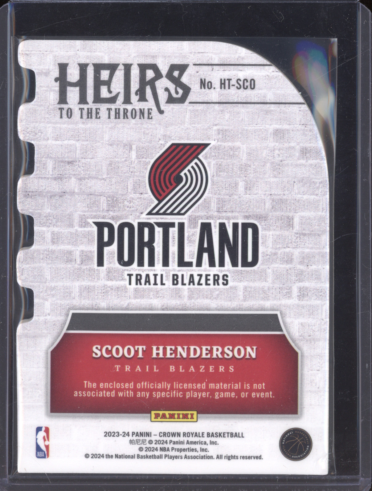 2023-24 Panini Crown Royale Scoot Henderson HT-SCO Heirs of the Throne 19/25