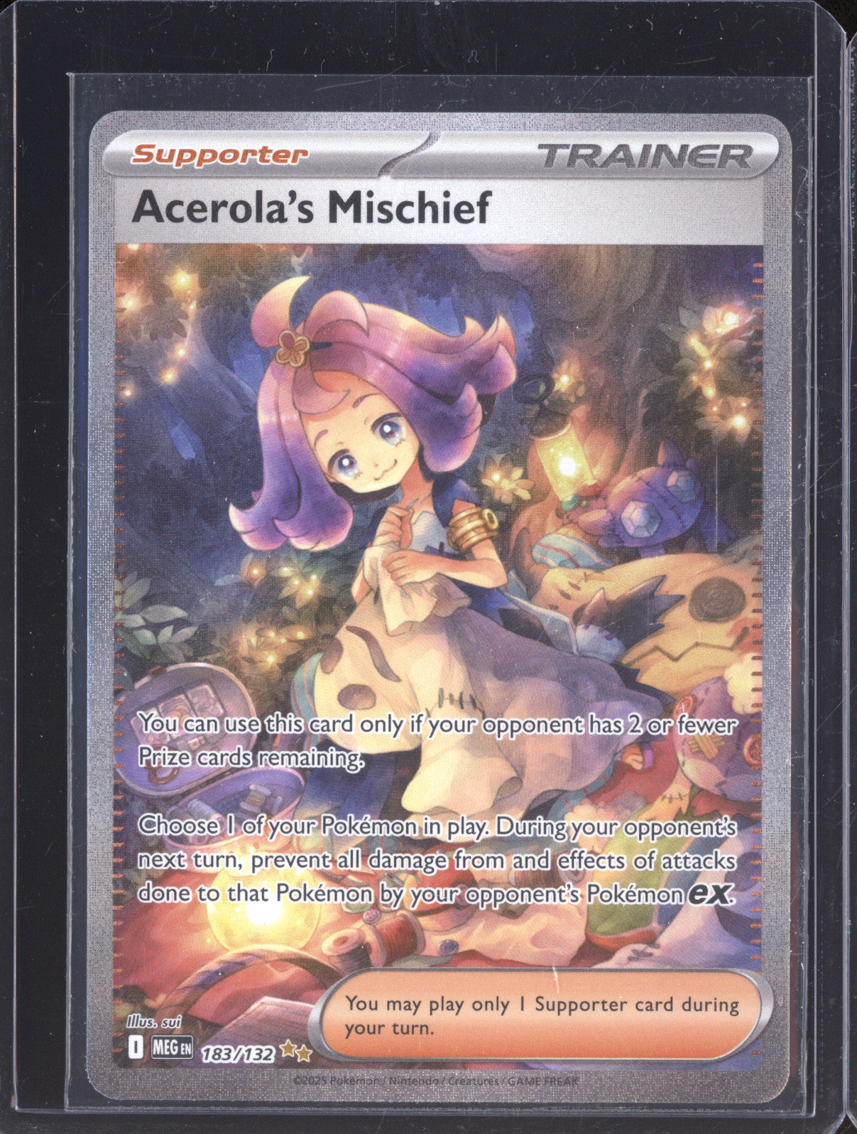 2025 Pokemon Mega Evolutions 183/132 Acerola's Mischief Secret Illustration Rare