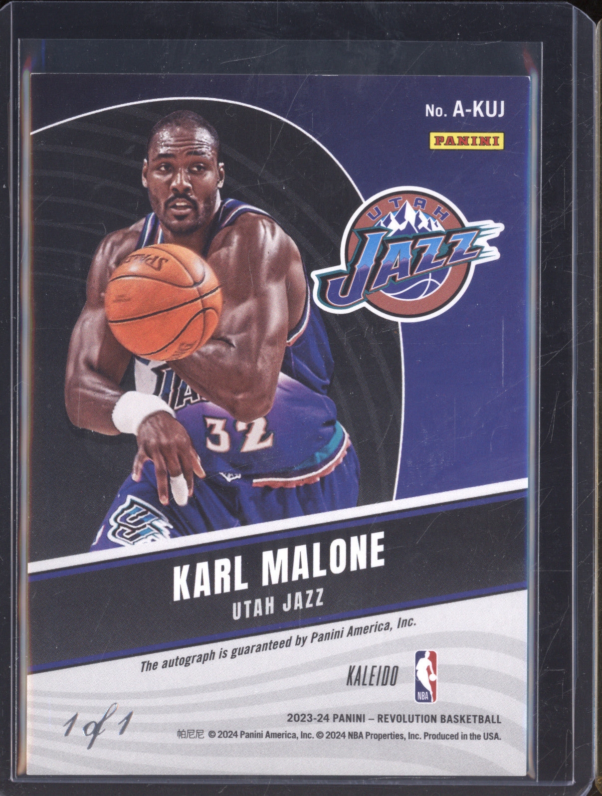 2023-24 Panini Revolution A-KUJ Karl Malone Kaleido Auto 1/1