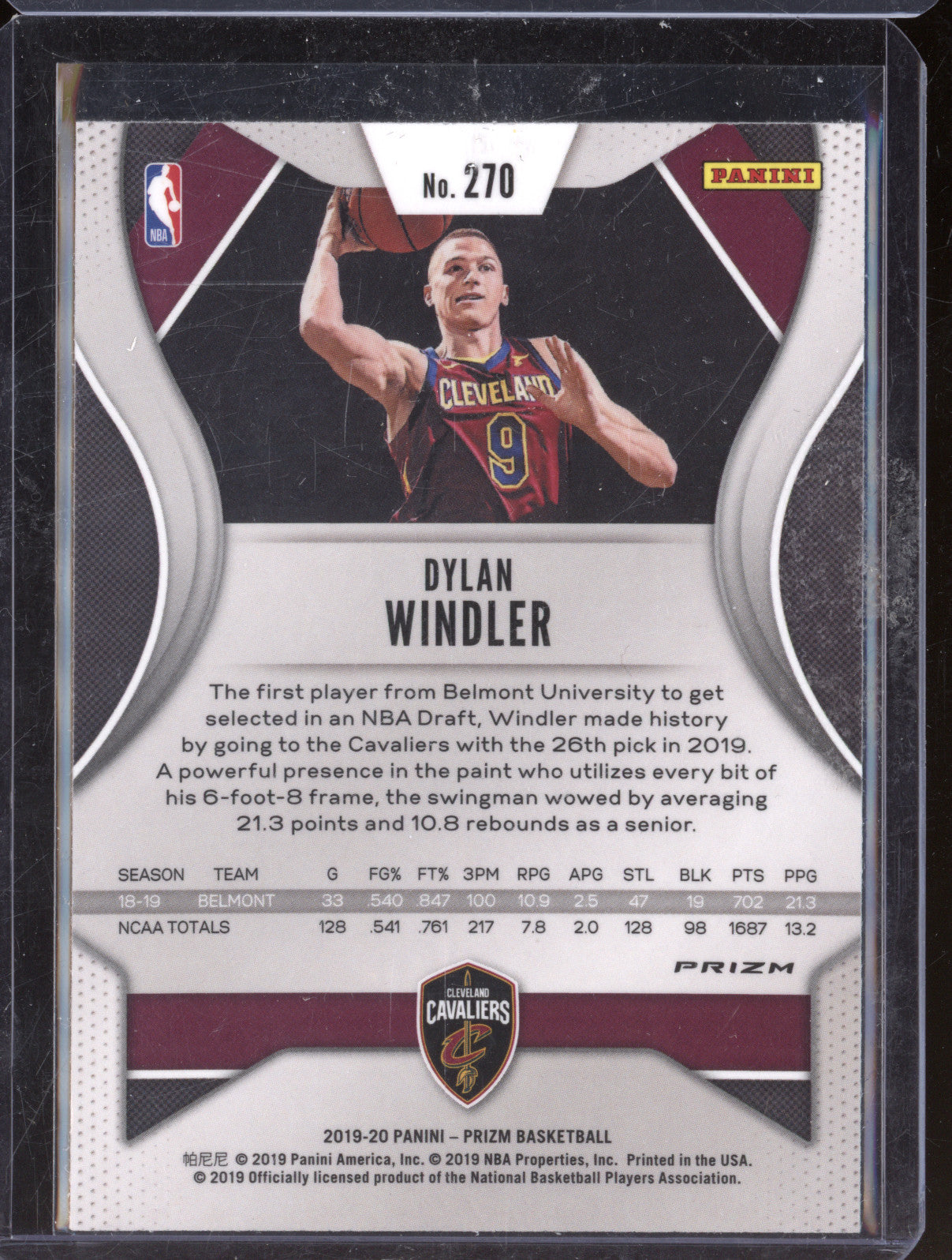 Dylan Windler 2019-20 Panini Prizm 270 White Sparkle RC