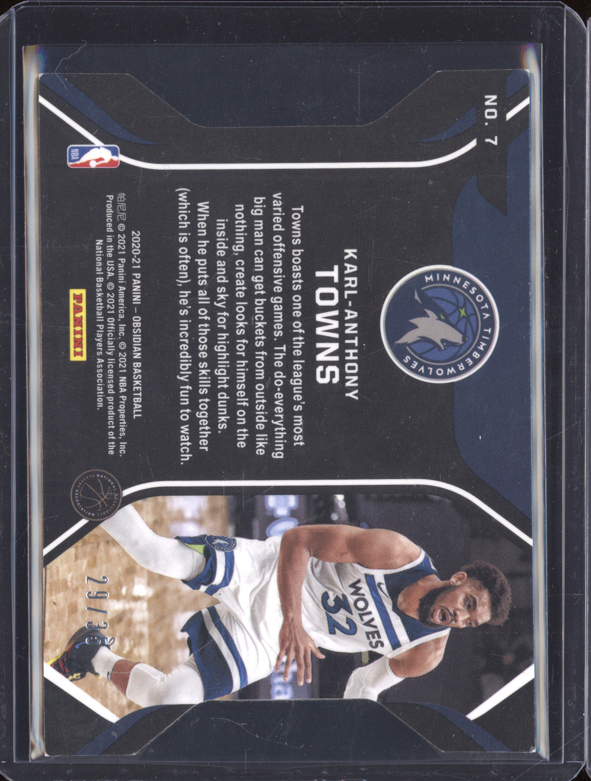 Karl-Anthony Towns 2020-21 Panini Obsidian 7 Pitch Black /35