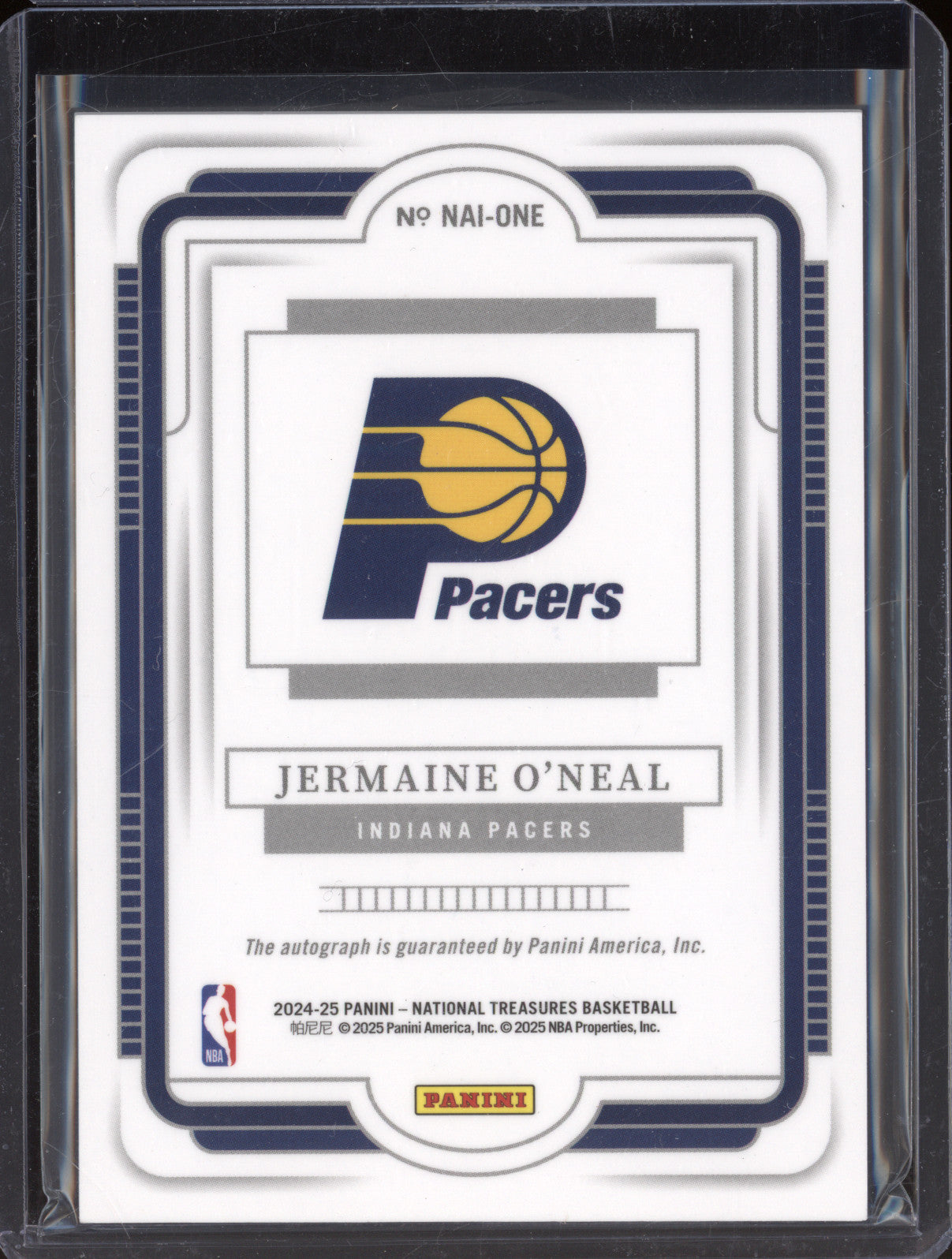 2024-25 Panini National Treasures NAI-ONE Jermaine O'Neal Archives Auto 15/49