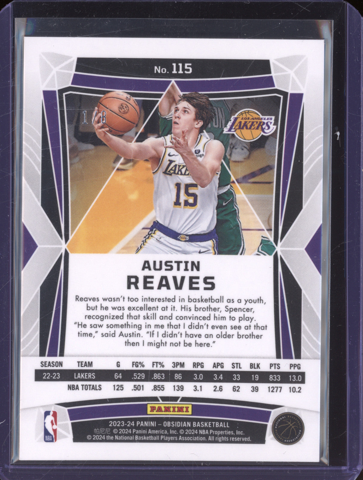 2023-24 Panini Obsidian 115 Austin Reaves Lucky Envelopes 1/8