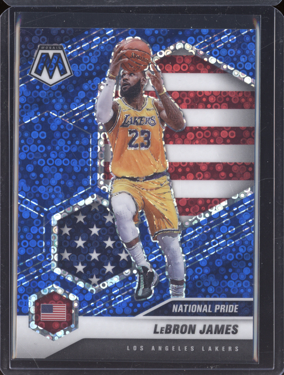 2020-21 Panini Mosaic 247 LeBron James National Pride Blue Fastbreak 30/85