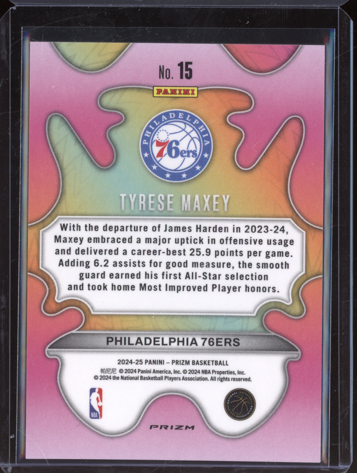 Tyrese Maxey 2024-25 Panini Prizm 15 Groovy