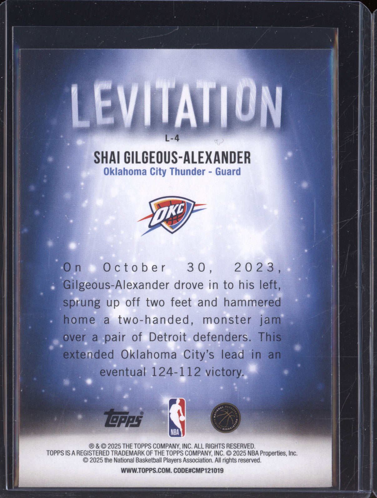 2025 NBA Basketball Topps Levitation L-4 Shai Gilgeous-Alexander