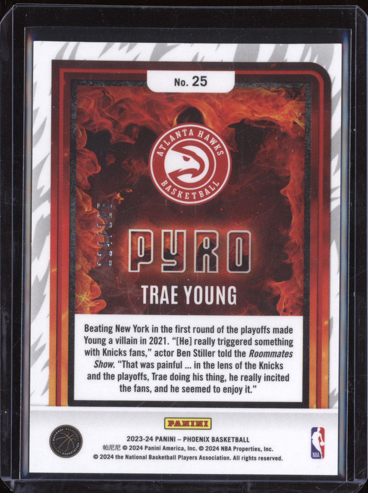 Trae Young 2023-24 Panini Phoenix 25 Pyro Red /125