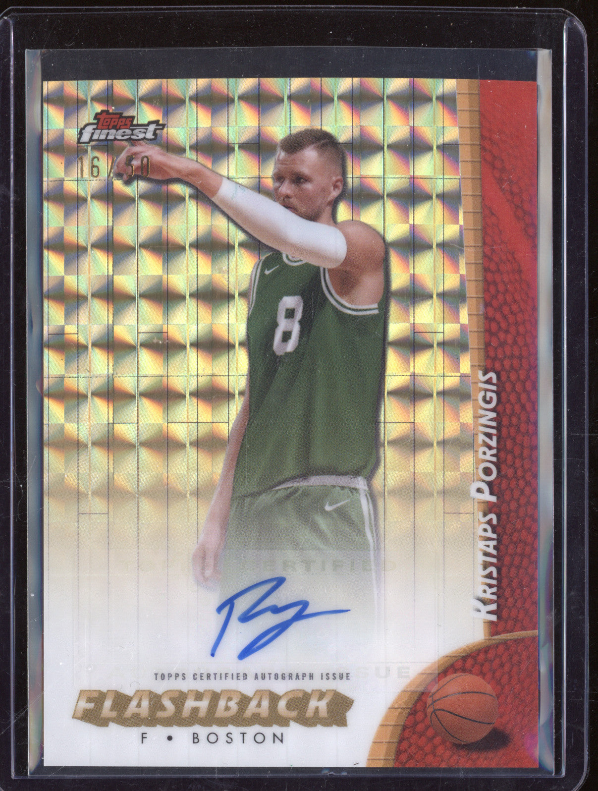 Kristaps Porzingis 2024 Topps Finest FBA-KP Geometric Flashback Gold Auto /50