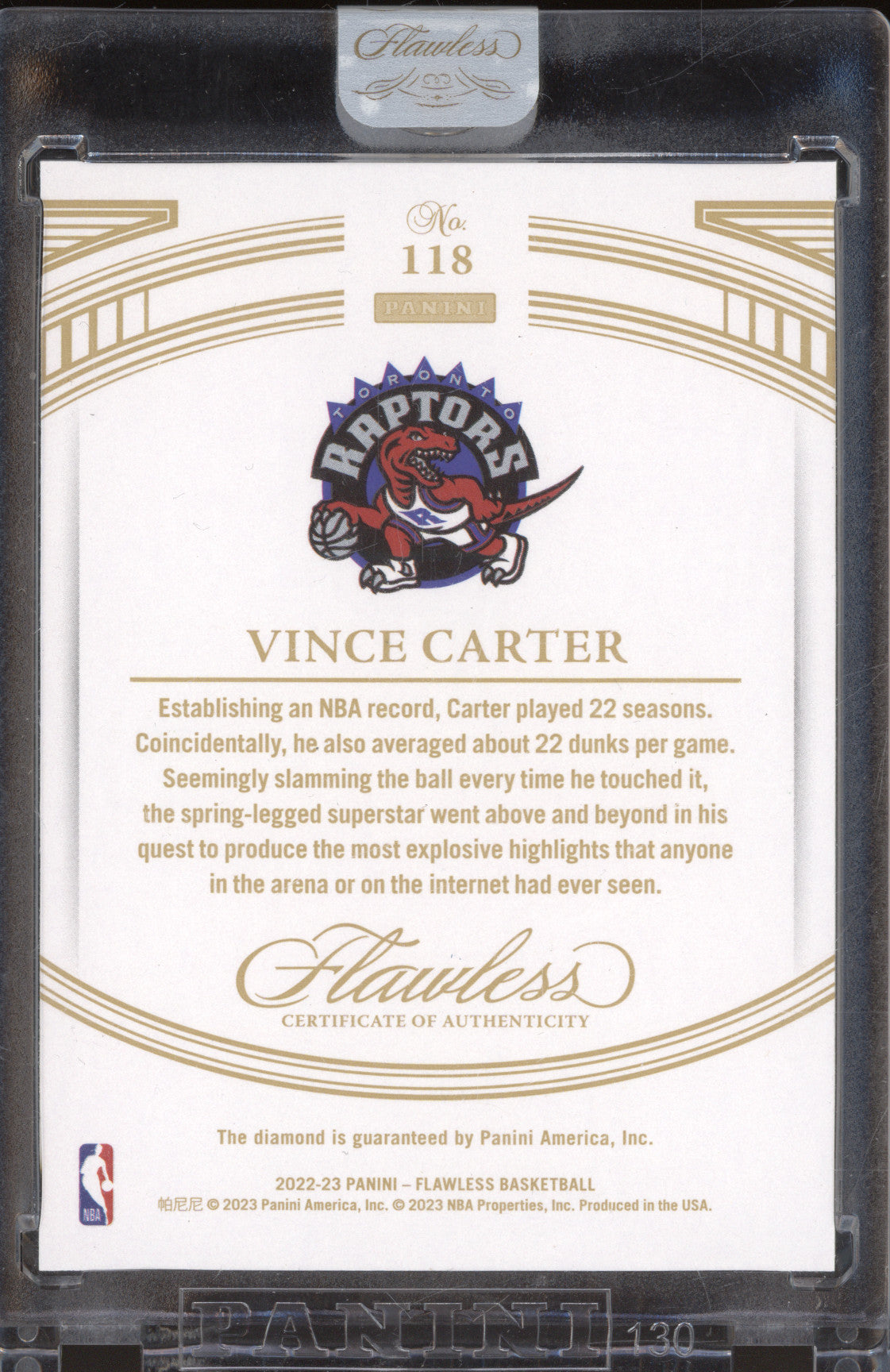 2022-23 Panini Flawless 118 Vince Carter Legends 2/5
