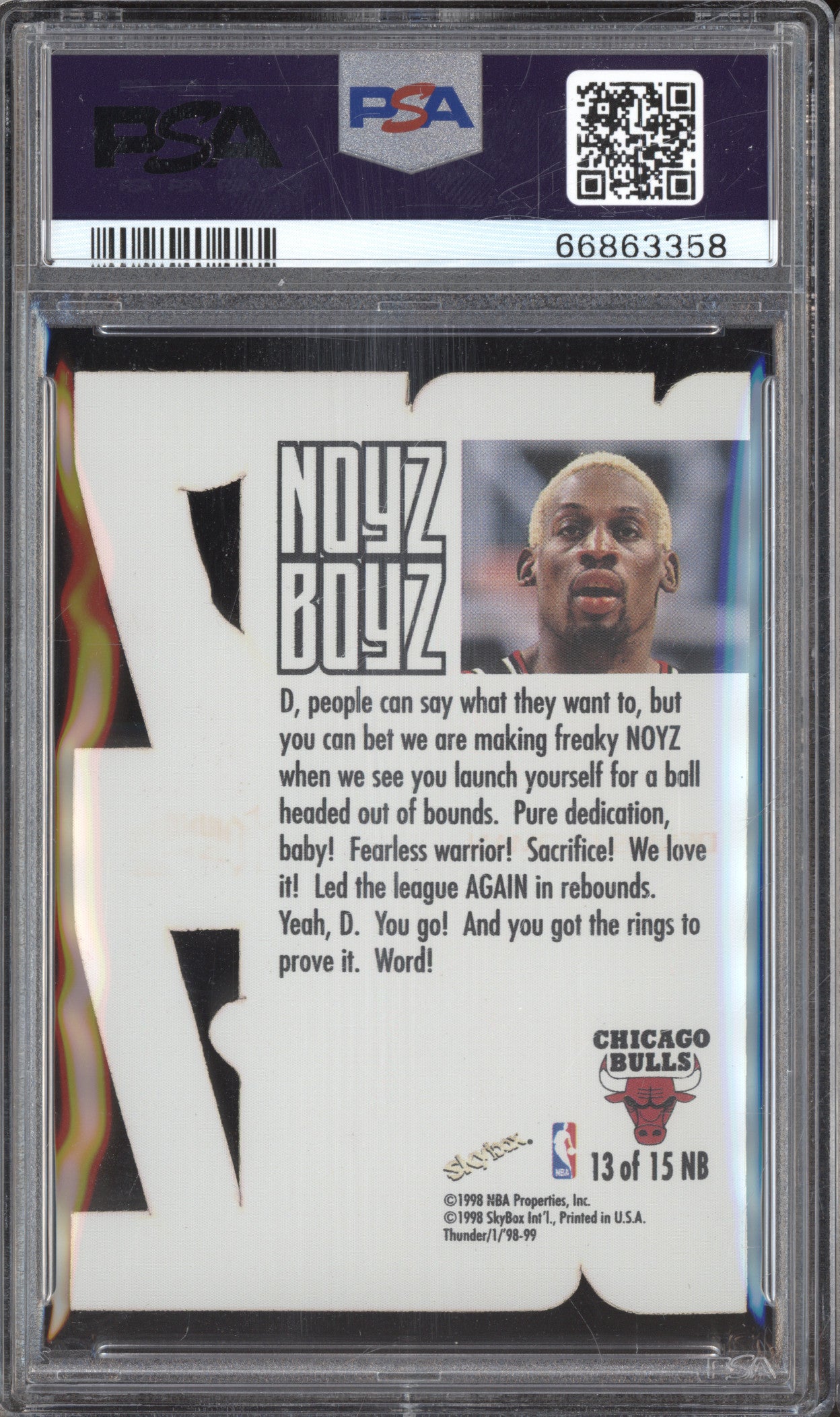 1998 Skybox Thunder 13 Dennis Rodman Noyz Boyz PSA 10