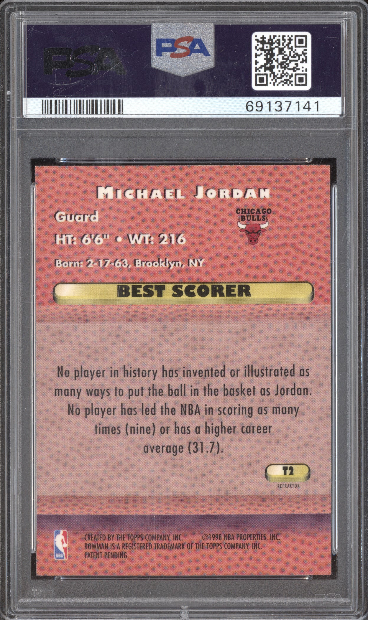 1997 Bowman's Best T2 Michael Jordan Techniques Refractor PSA 9