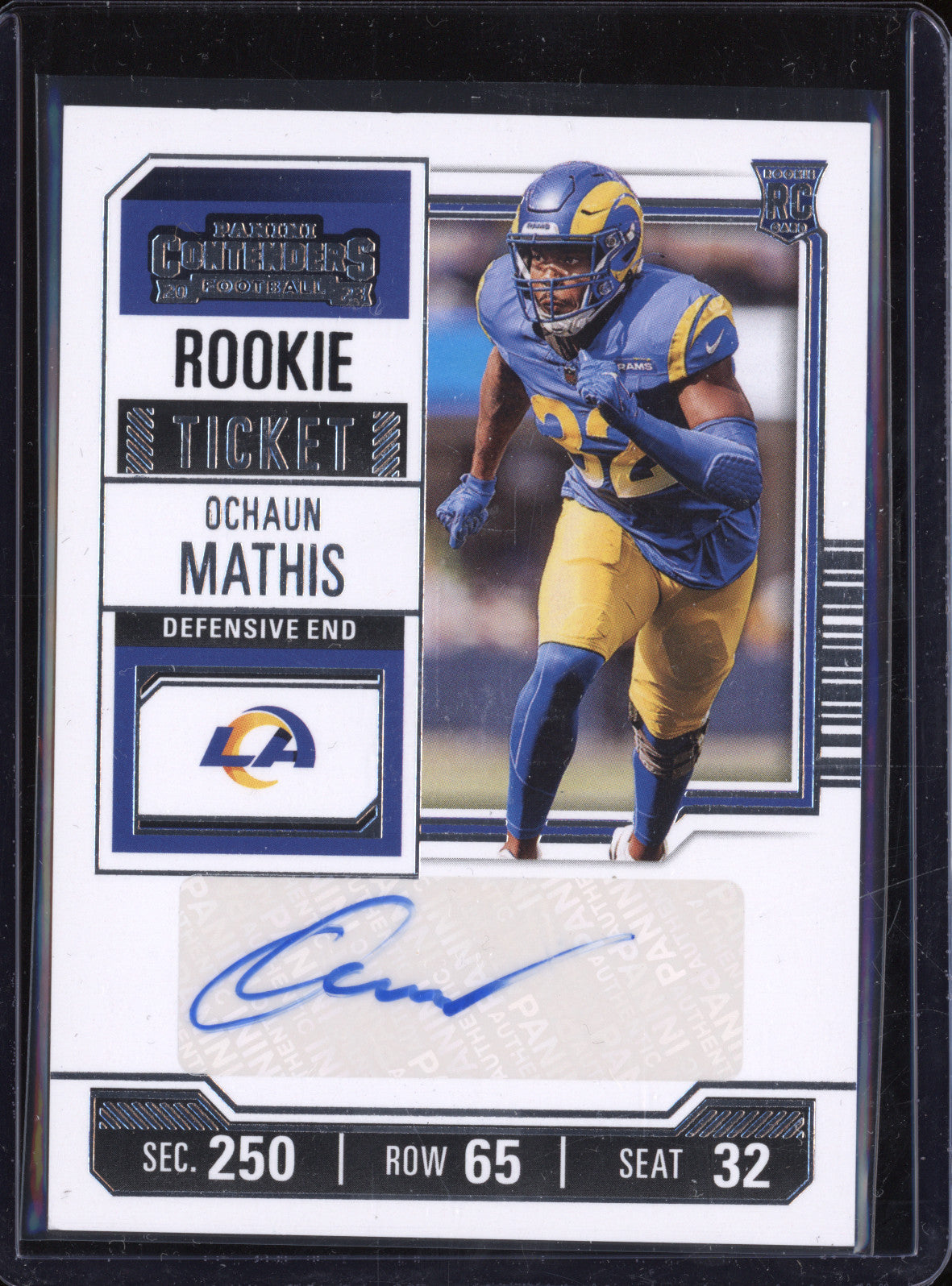 Ochaun Mathis 2023 Panini Contenders 306 Rookie Ticket Auto RC
