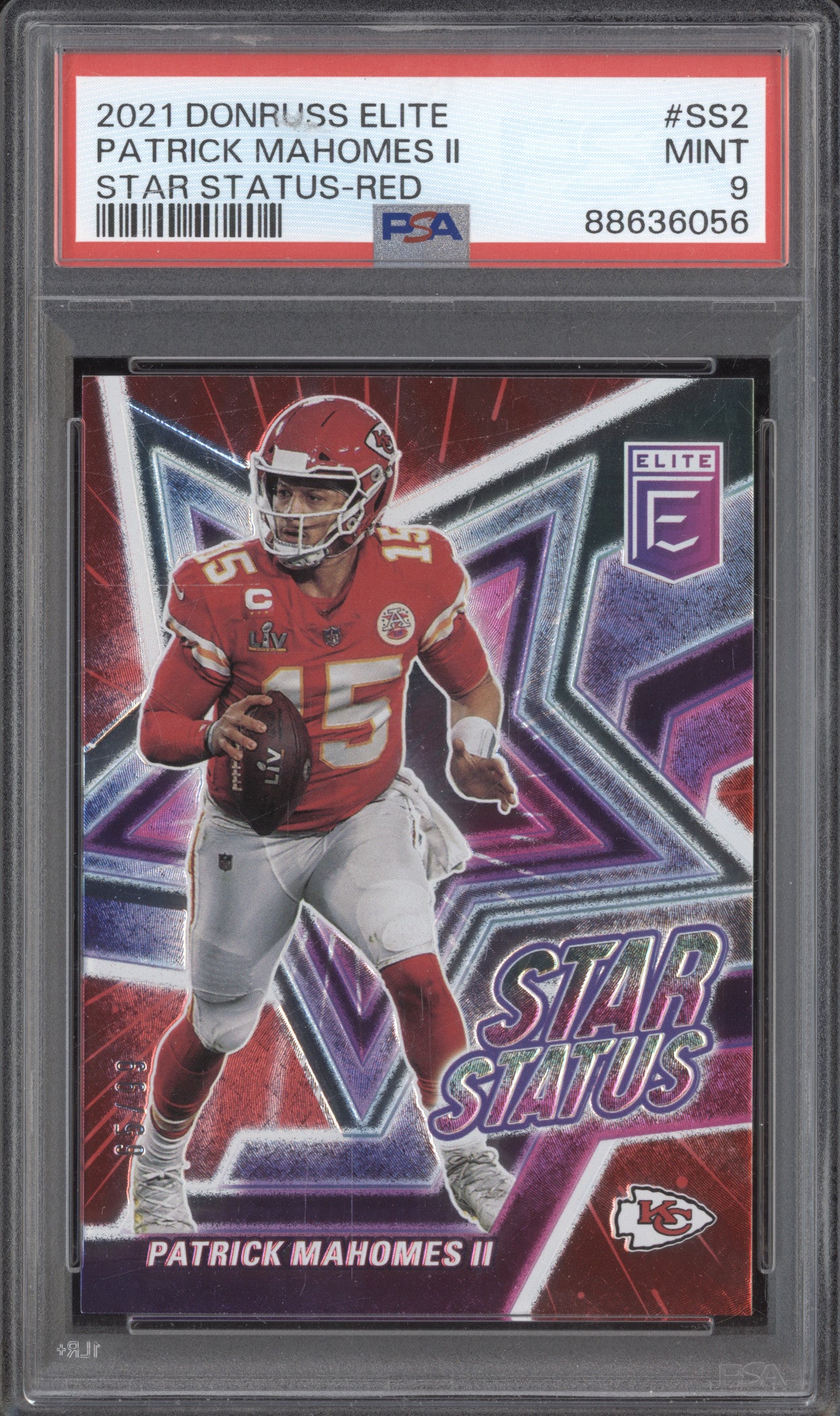 Patrick Mahomes II 2021 Panini Donruss Elite SS2 Star Status Red 65/99 PSA 9