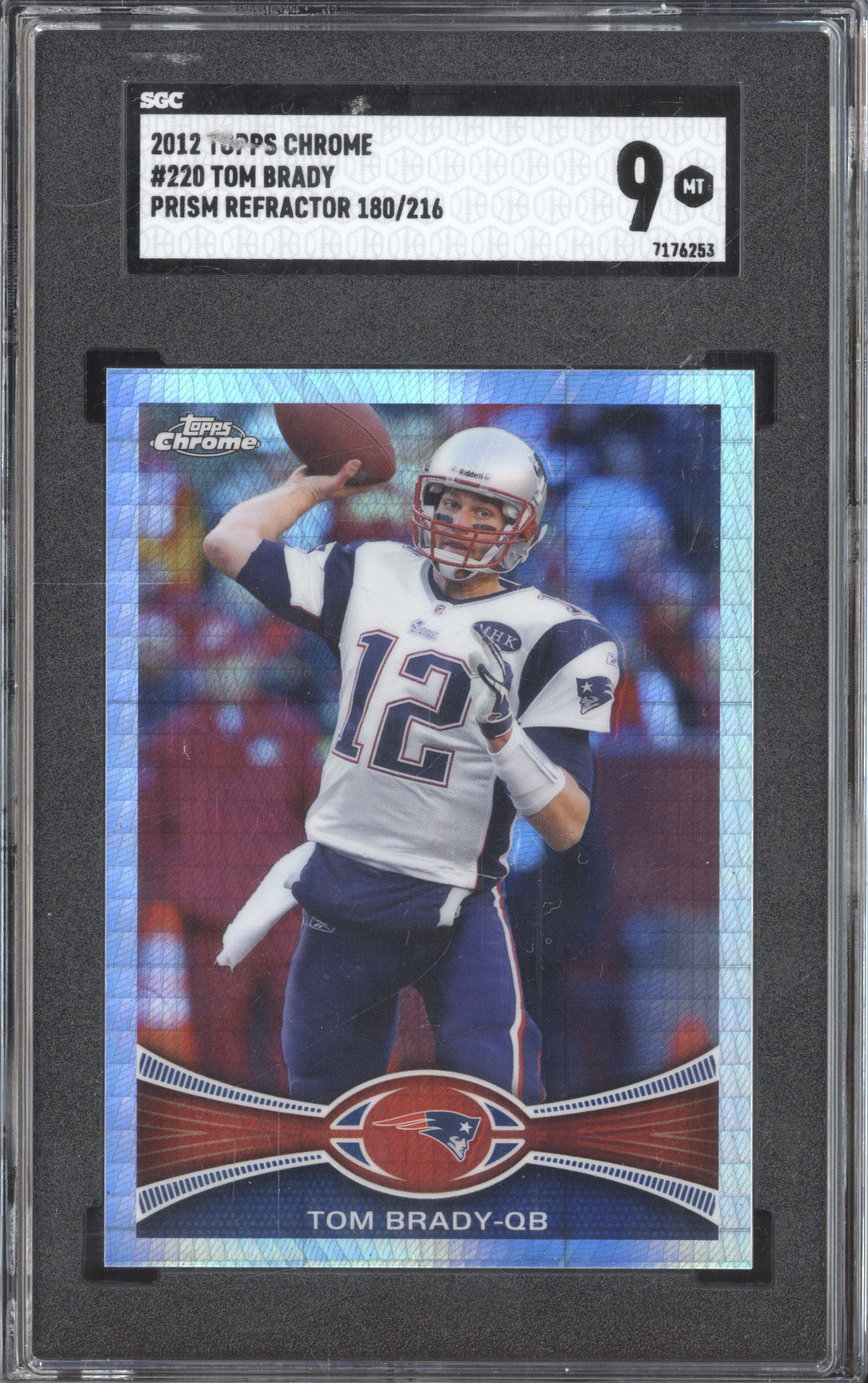 Tom Brady 2012 Topps Chrome 220 Prism Refractor 180/216 SGC 9